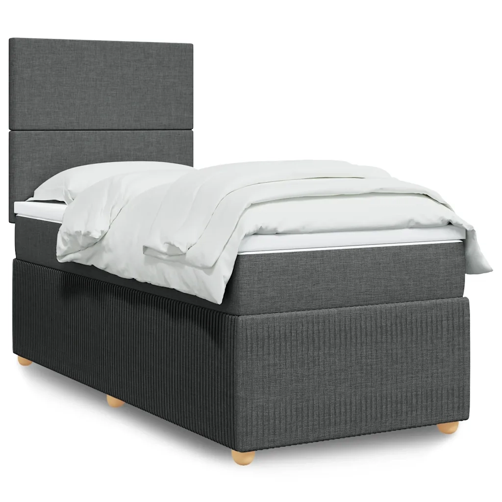 Giroletto a Molle con Materasso Grigio Scuro 90x190 cm Tessuto 3291905