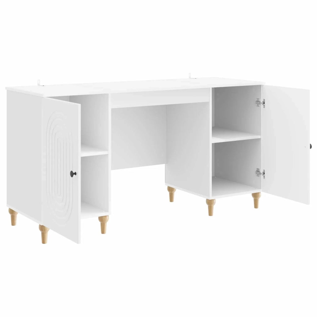 Scrivania Bianco Lucido 142,5 x 50 x 75 cm Legno ingegnerizzato