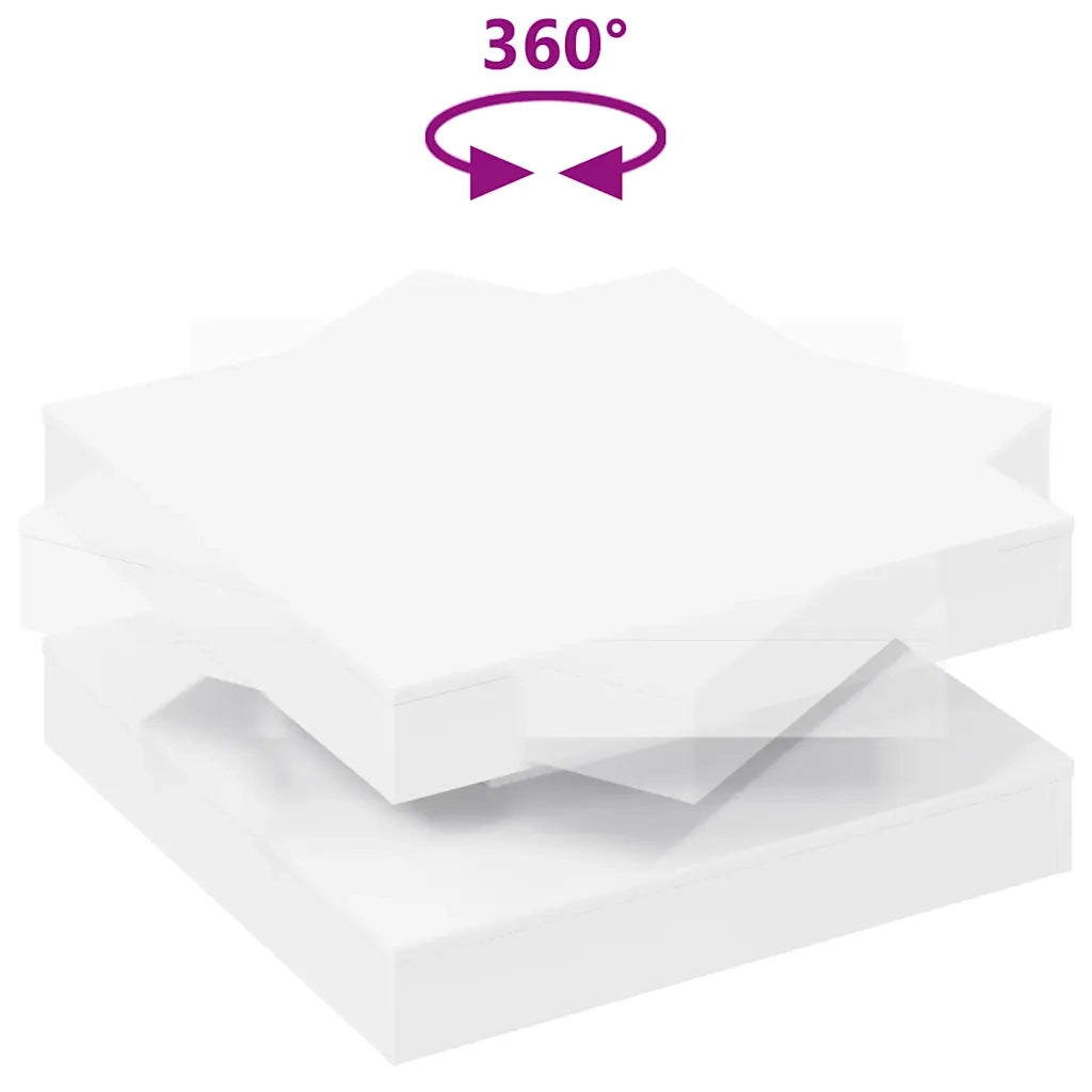 Tavolino da Caff¨¨ Girevole a 360 Gradi-Tavolino da soggiorno Bianco 70x70x34,5 cm