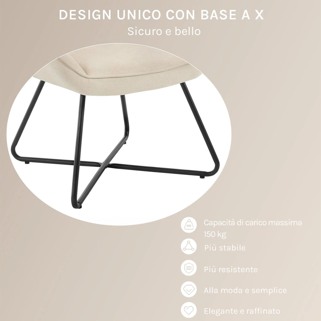 Poltroncina Camera da Letto, Poltrone Salotto, in Lino, con Gambe in Metallo, Portata 150 kg, Beige