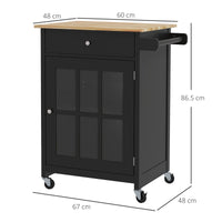 Carrello da Cucina con Cassetto Armadietto e Portasciugamani 67x48x86,5 cm in Legno Nero e Rovere