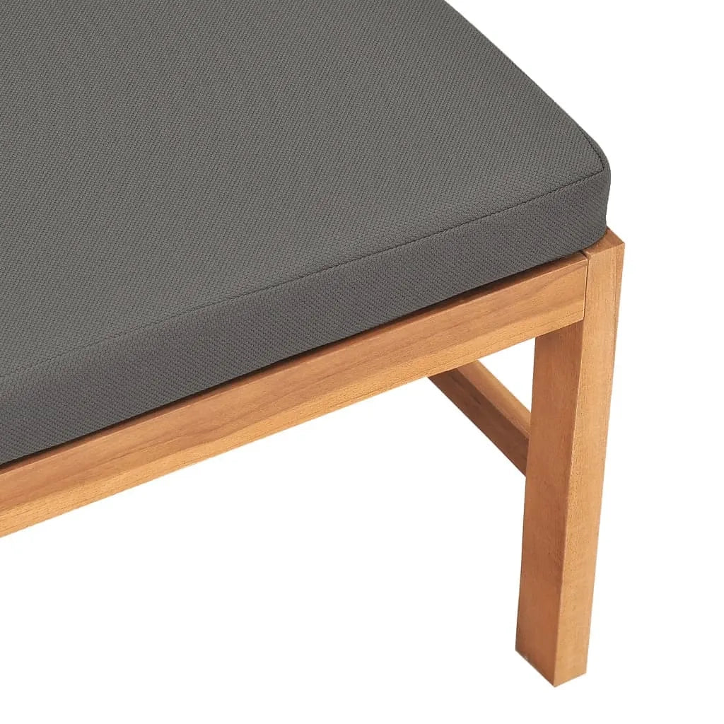 Divano Centrale con Cuscini Grigio Scuro in Massello di Teak 316112