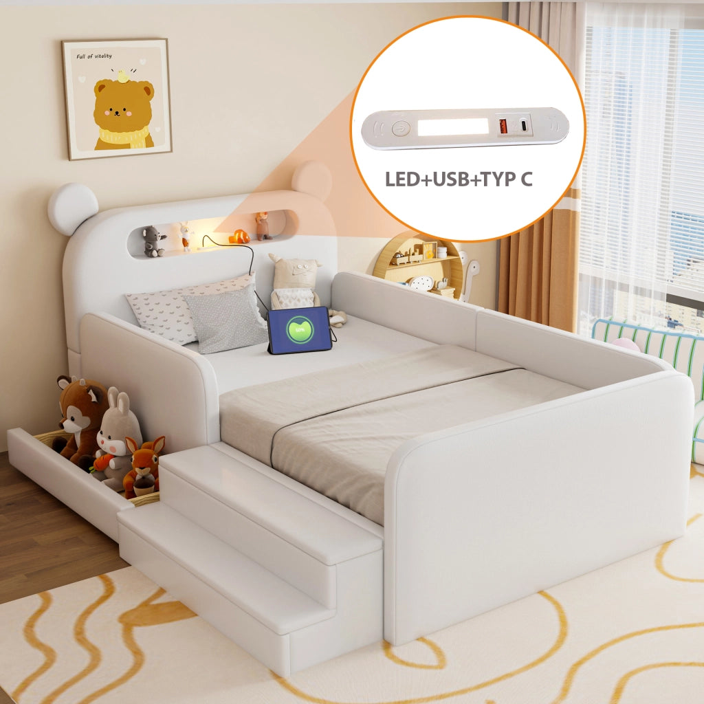 letto imbottito pelle sintetica bianco 90 x 200 cm