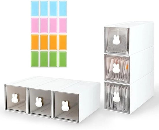 Organizzatore di The in Plastica - Tazze da Tè Stacking - 3 pezzi - Translucido