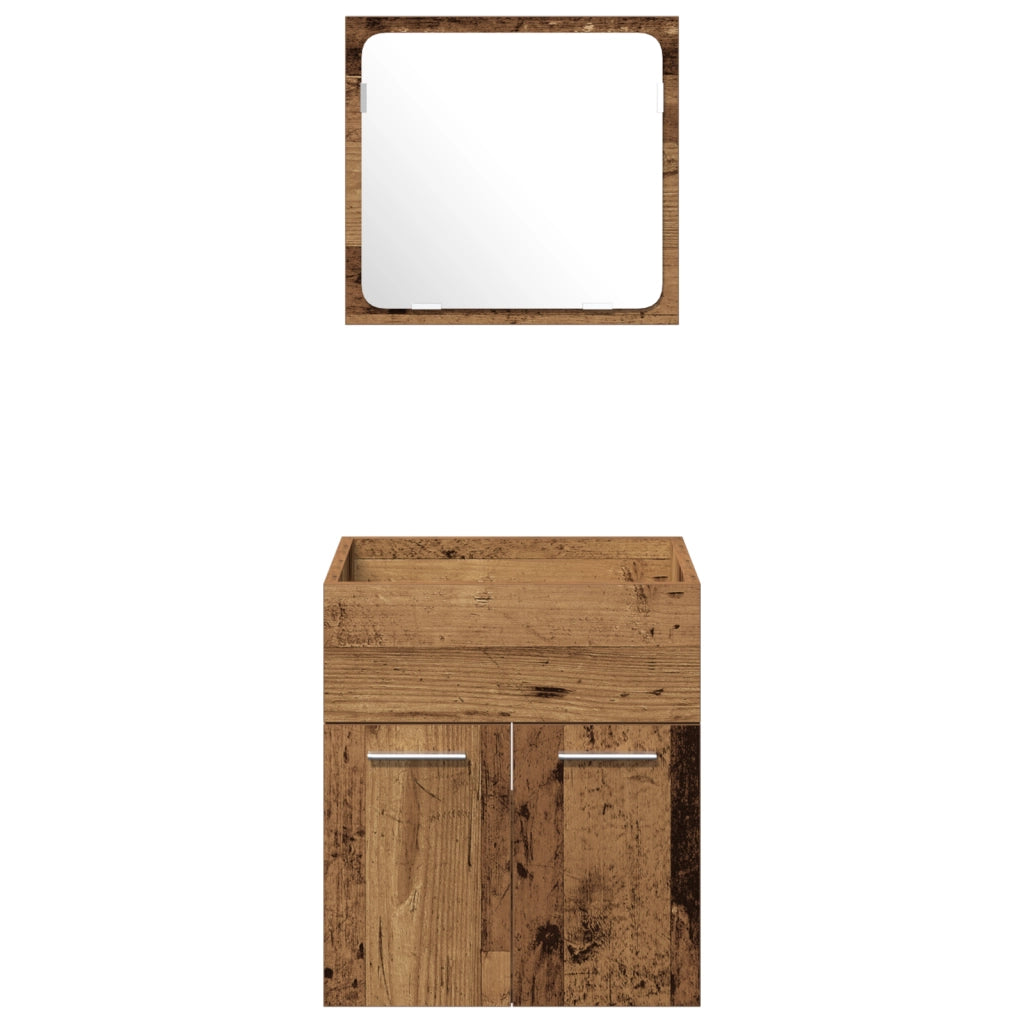 Set di mobili per bagno 4 pezzi - Legno antico in legno ingegnerizzato