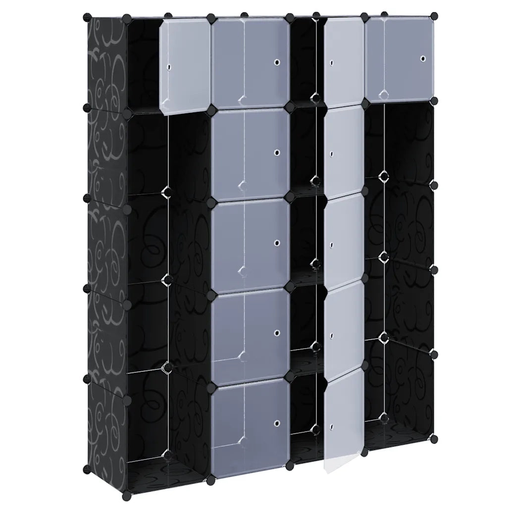 Armadietto Modulare 14 Scomparti Nero e Bianco 37x146x180,5 cmcod mxl 79776