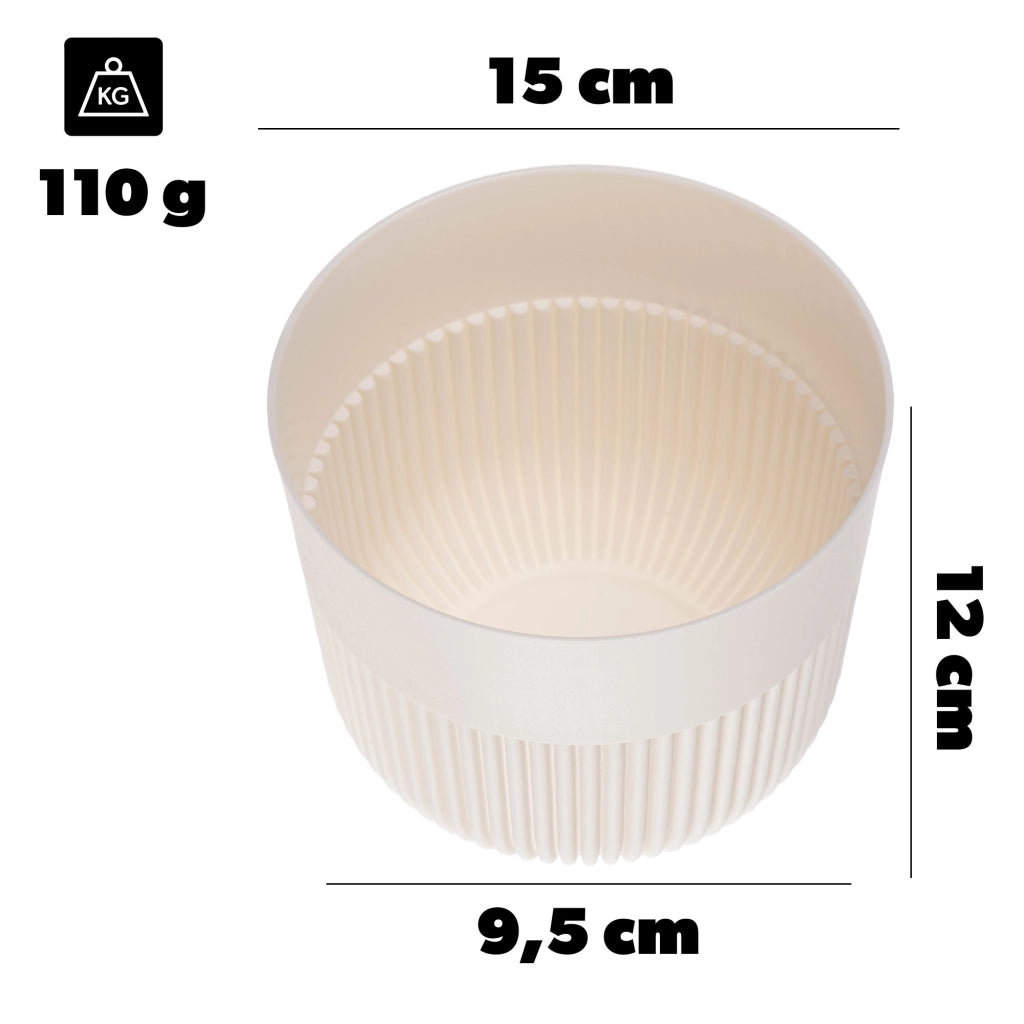 Vaso da fiori KADAX, 15 cm, in plastica, rotondo, con nervature, per piante e fiori