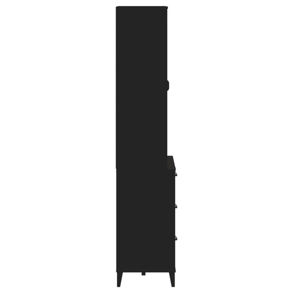 Credenza VIKEN Nera 80x40x190 cm in Legno Massello di Pino 3207145