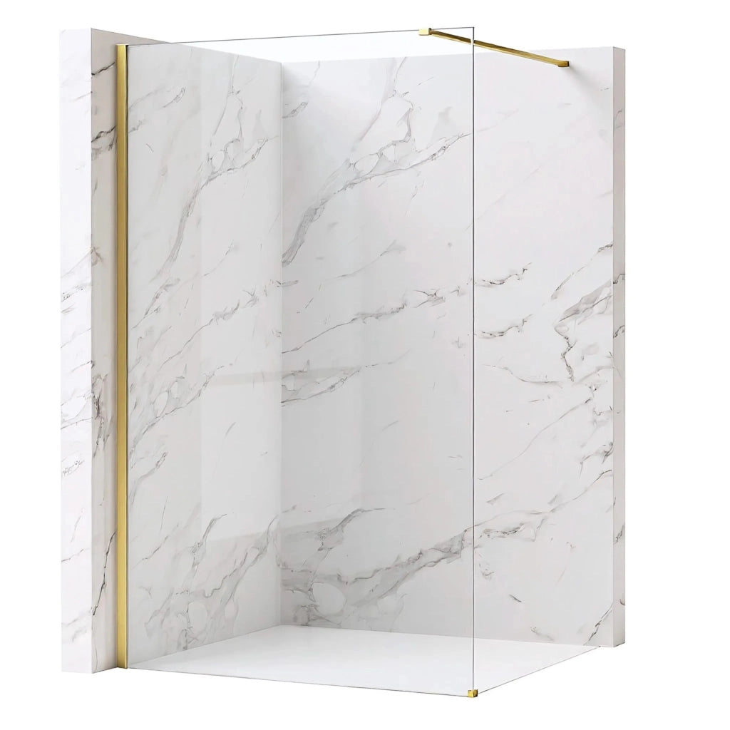 Parete Doccia Rea Flexi Transparent / Brush Gold 110