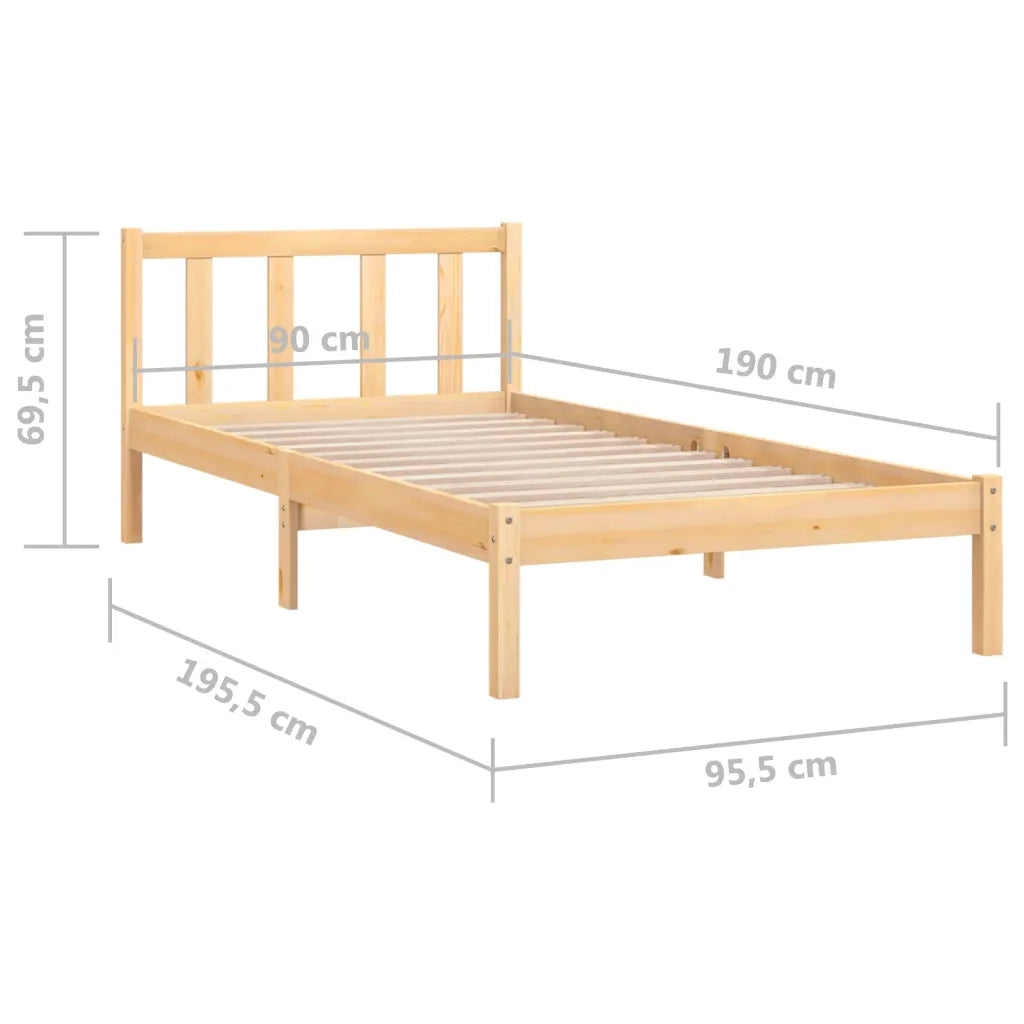 Giroletto-Struttura Letto in Legno Massello di Pino 90x190 cm Single 260720