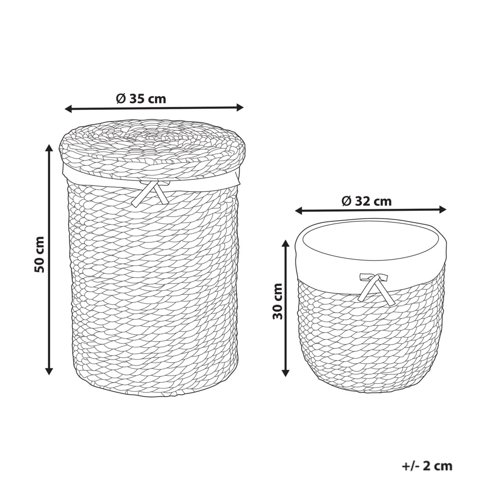 Set di 2 cestini portaoggetti per la biancheria con coperchio in giacinto d'acqua cesto biancheria portaoggetti