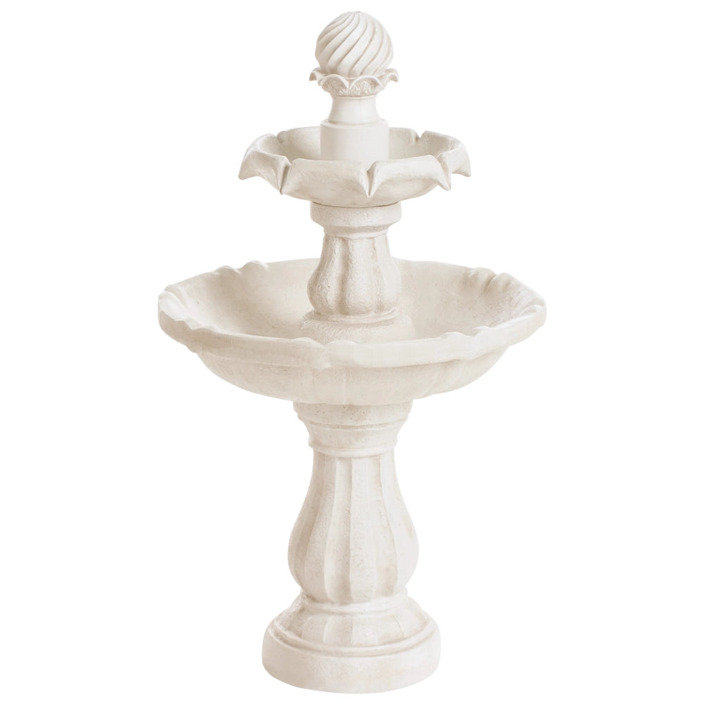 Fontana d'acqua da esterno in resina beige design moderno con presa elettrica