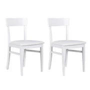 E-STYLO Sedia in legno laccato bianco con seduta rivestita in similpelle, imbottita, 44cm X 45cm H. 82cm.