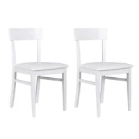 E-STYLO Sedia in legno laccato bianco con seduta rivestita in similpelle, imbottita, 44cm X 45cm H. 82cm.