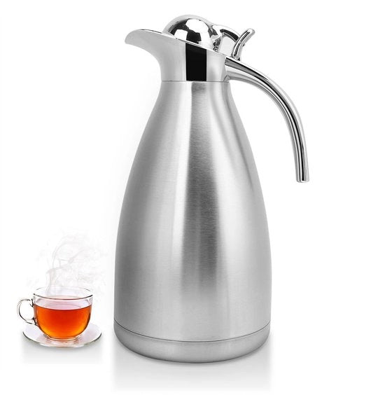 Caffettiera a doppia parete isolata - Termos 1 Litro - Caffettiera a vuoto - Adatta per il tè - Vita comoda - Acciaio inossidabile