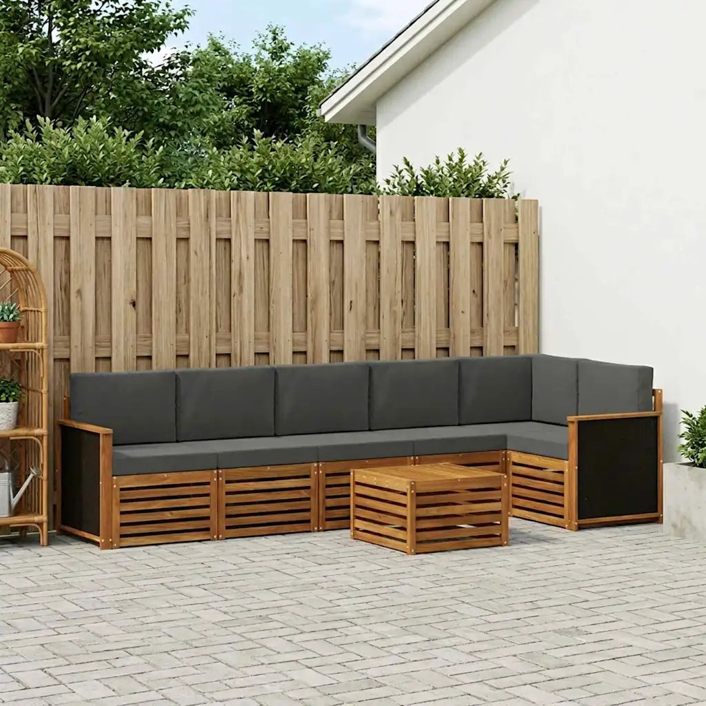 Set divano sezionale con cuscino 6 pcs Naturale e Antracite