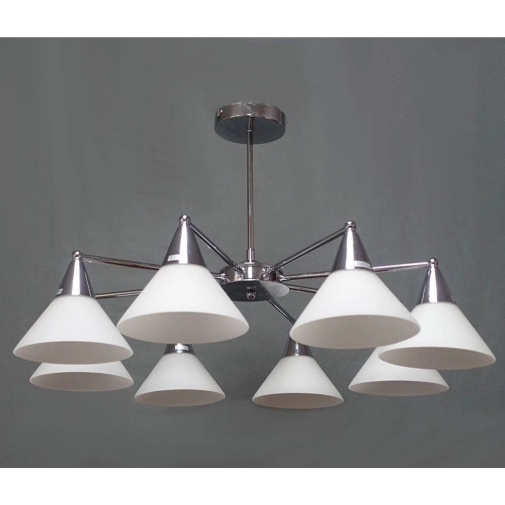 Trade Shop - Lampadario Moderno Led A Sospensione A 8 Bracci Con Coppe Vetro Lampada Luce E14 00897 -