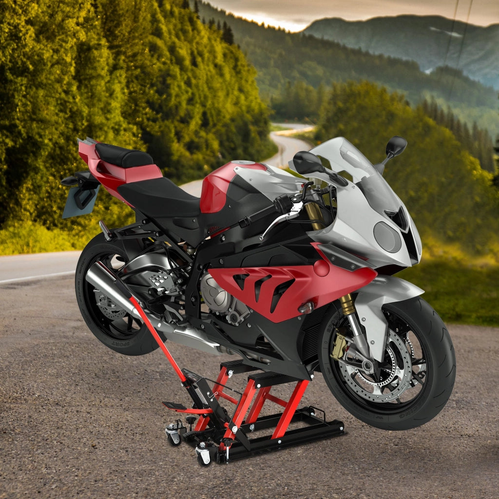 Sollevatore Idraulico per Moto ¨C Xylo ¨C 680 kg Capacit¨¤ Altezza 24-36 cm Piattaforma Antiscivolo 110x36x67 cm