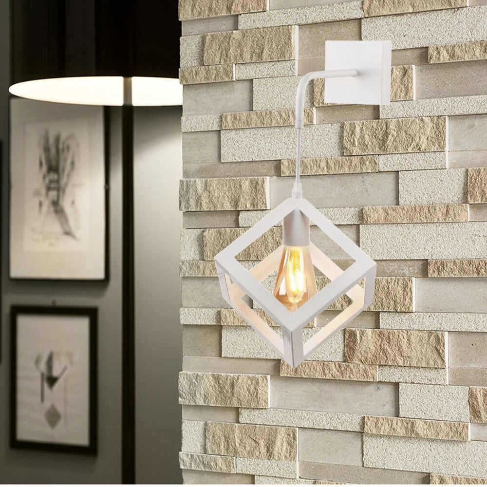 Trade Shop - Applique Da Parete Pendente A Forma Di Cubo 3d Stile Minimal Portalampada Attacco E27 Aq52 -