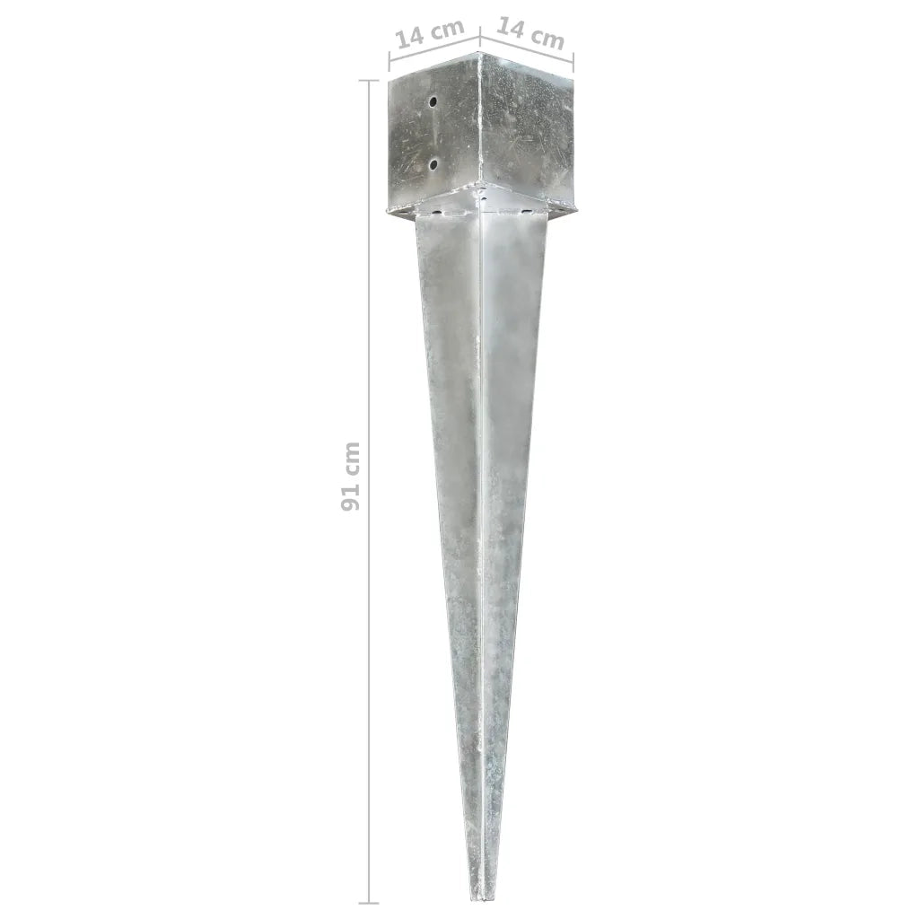 Picchetti di Terra 2 pz Argento 14x14x91 cm in Acciaio Zincato