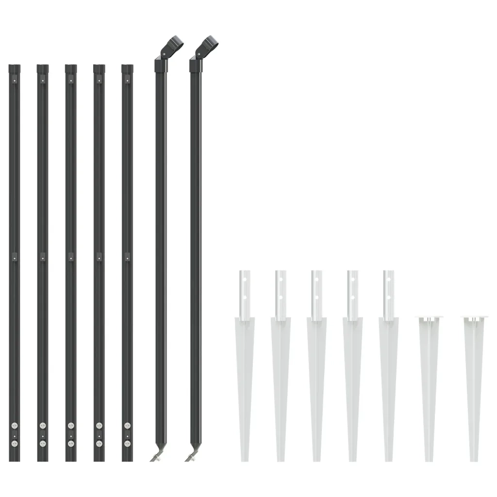 Recinzione Metallica con Picchetti Ancoraggio Antracite 1x10 m 154257