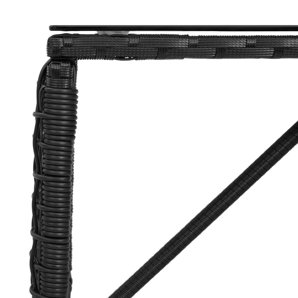Tavolo da Esterno Nero 80 x 40 x 40 cm Rattan PE e Vetro