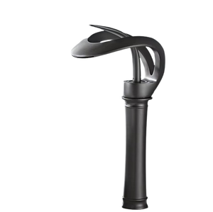 NAVIS |Rubinetto a cascata design bagno rubinetto bagno alto grigio titanio|Elegante  in acciaio inossidabile  per lavelli alti|miscelatore 2 attacchi