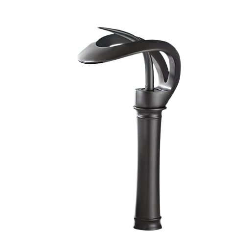 NAVIS |Rubinetto a cascata design bagno rubinetto bagno alto grigio titanio|Elegante  in acciaio inossidabile  per lavelli alti|miscelatore 2 attacchi