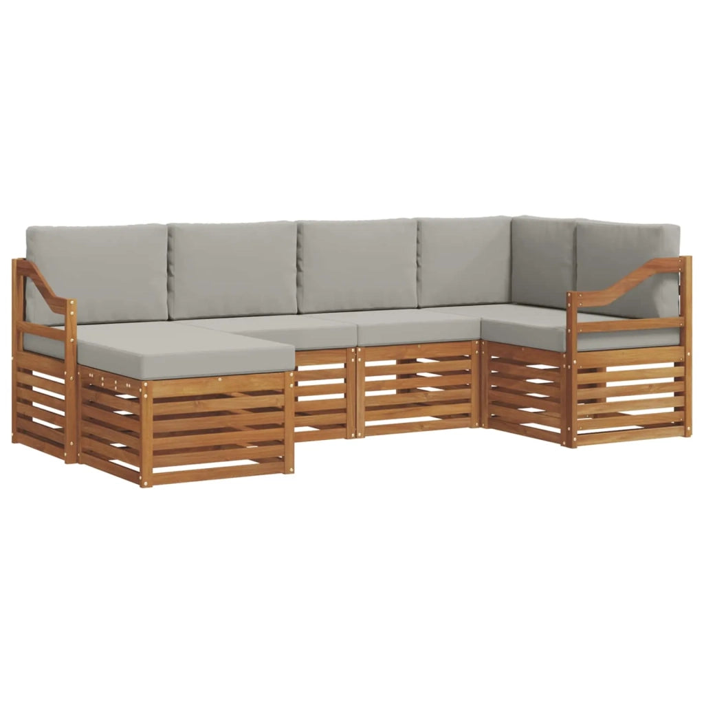 Set divano sezionale con cuscino 6 pcs Grigio Naturale e Chiaro