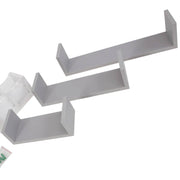 Trade Shop - Set 3 Mensole Da Parete Moderne Design Con Bordi Mensola Scaffale Legno Grigio -