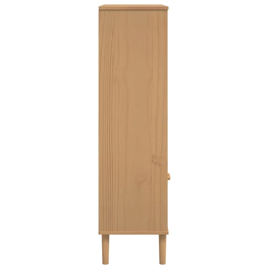 Credenza SENJA Aspetto Rattan Marrone 90x35x130 cm Legno Pino 358061