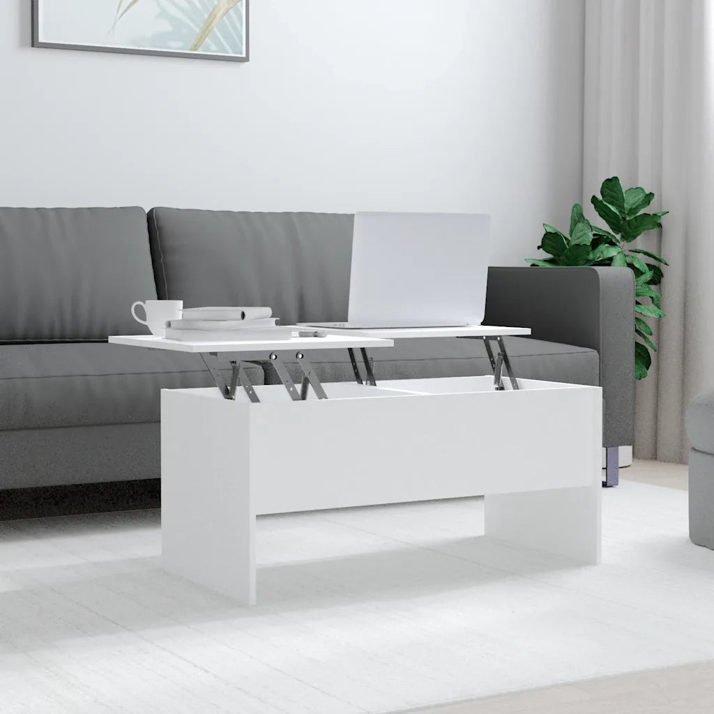 Tavolino da salotto | Tavolino da caff¨¨ | Tavolino da Soggiorno Bianco 102x50,5x46,5cm in Legno Multistrato