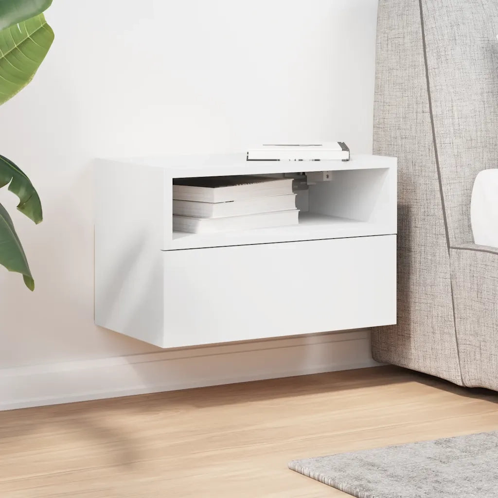 Comodino | Armadio da Notte | Mobiletto da notte a Parete Bianco 45x26x28,5 cm