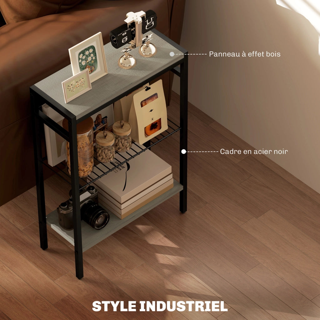 Tavolino a 3 livelli con ripiani ¨C zephmum ¨C grigio 43x18x62,5cm