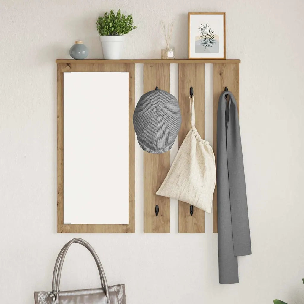 Appendiabiti a muro rovere artigianale 84 x 10 x 80 cm 874498