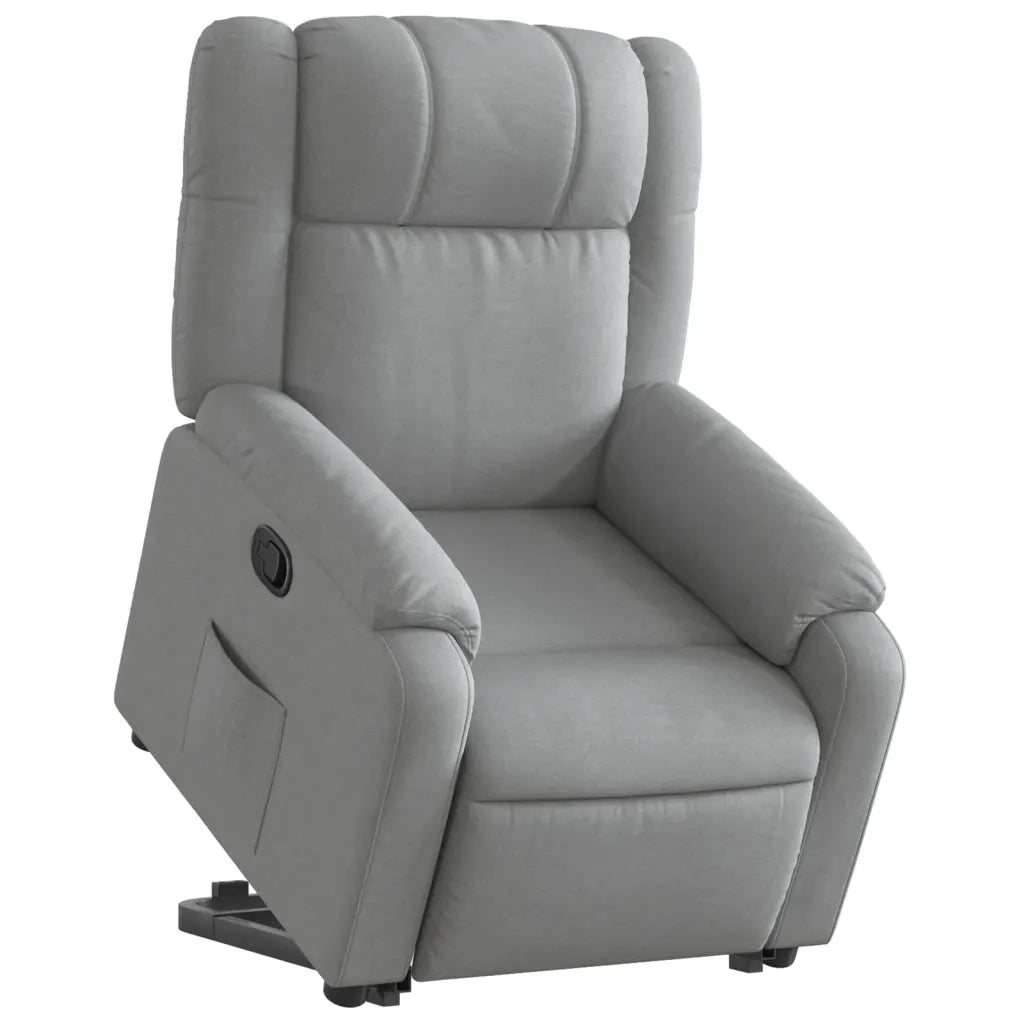 Poltrona | Sedia Relax Alzapersona Reclinabile Grigio Chiaro in Tessuto
