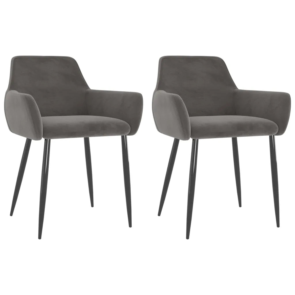 Sedie da Pranzo 2 pz Grigio Scuro in Velluto cod mxl 51102