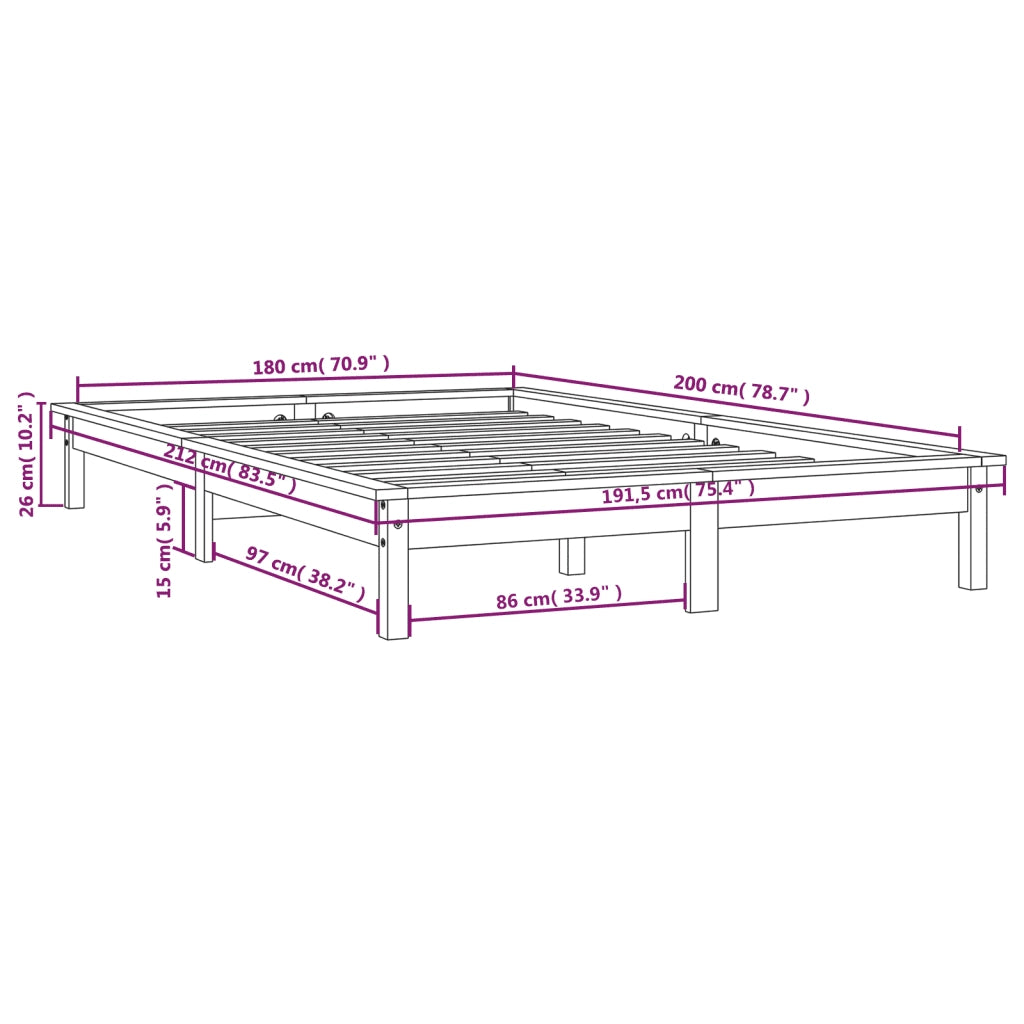 Giroletto Miele 180x200cm Legno Massello di Pino 6FT Super King cod mxl 61878