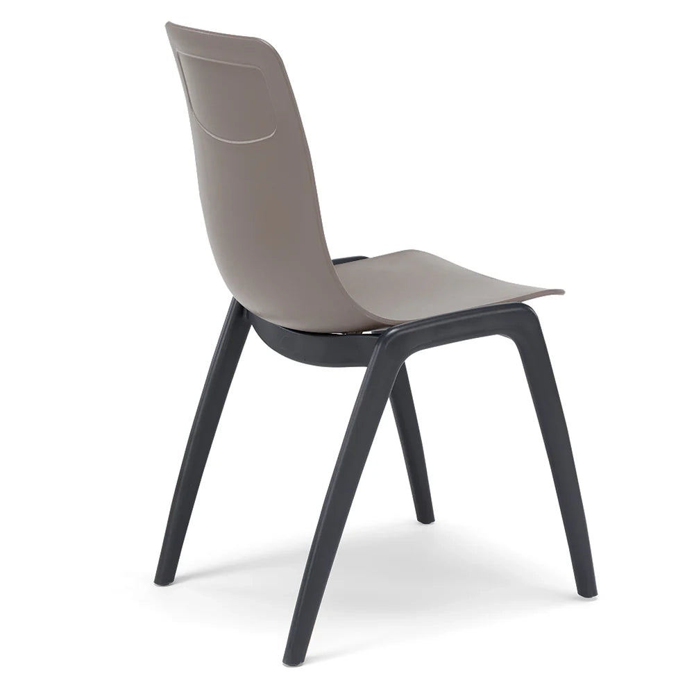 Set 2 sedie in tecnopolimero Dalia L colore Tortora, 100% MADE IN ITALY, gambe Antracite, impilabile, design moderno ideale per sala da pranzo, cucina, soggiorno, ufficio, camera per bambini