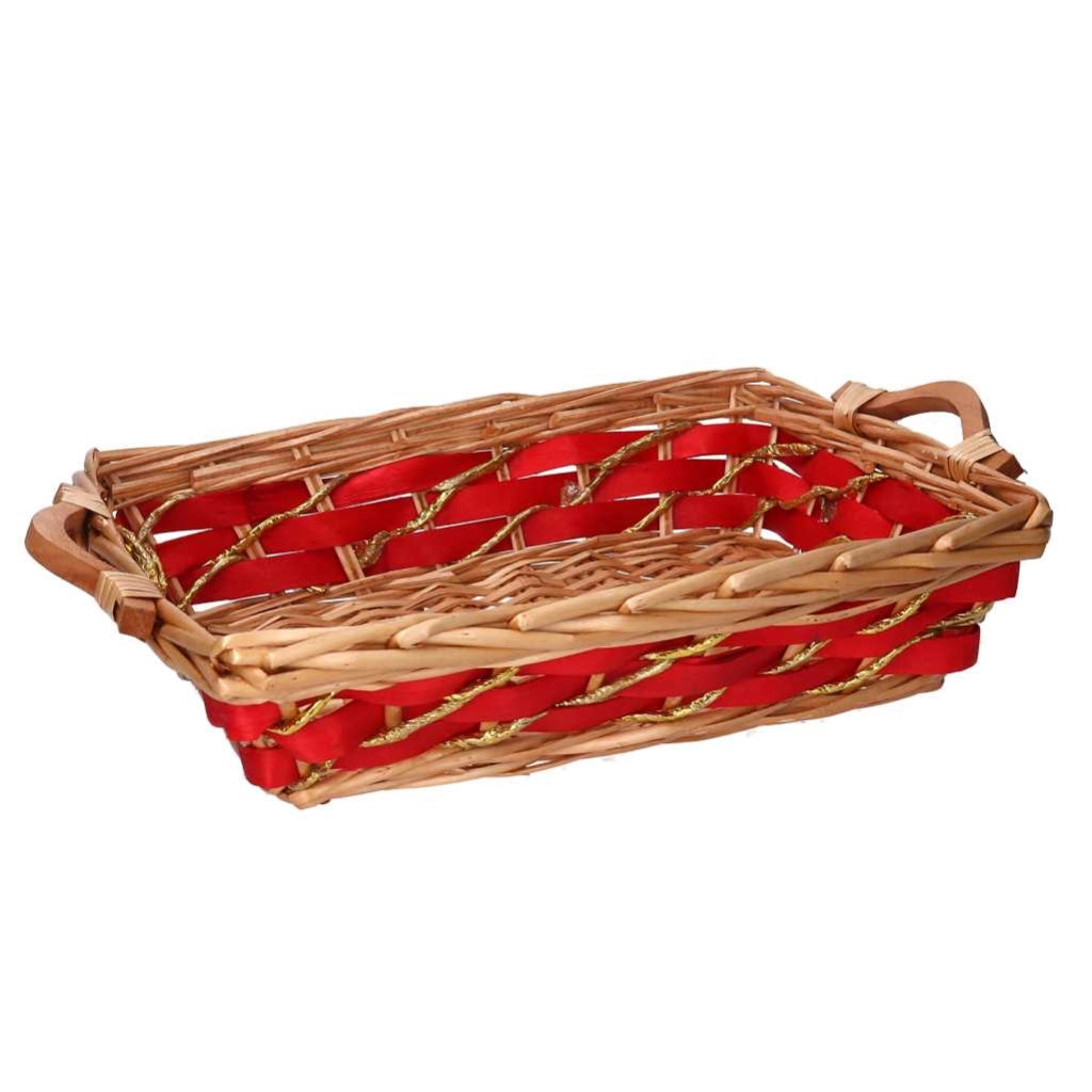Cesta vimini rosso miele rettangolare cm48/52x36h13