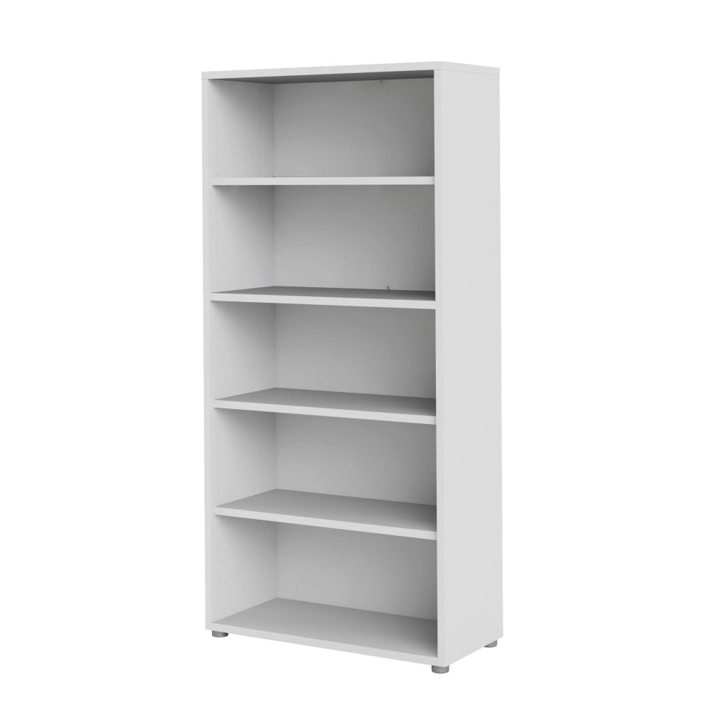 Libreria Apice, Scaffale da ufficio, Mobile portalibri, Biblioteca, 89x40 h186 cm, Bianco