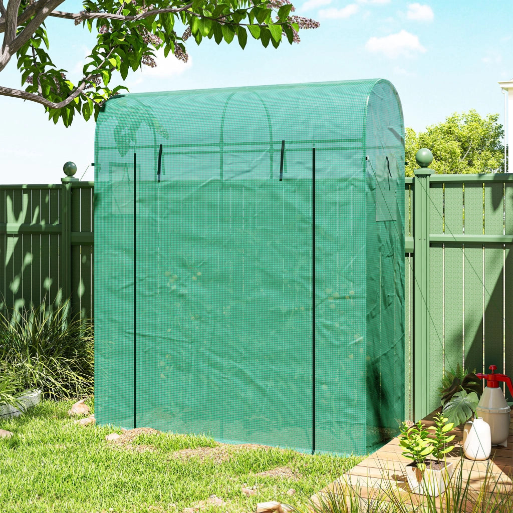 Serra da Giardino 170x68x200 cm Porta Avvolgibile e Finestre a Rete con Rivestimento in PE Verde