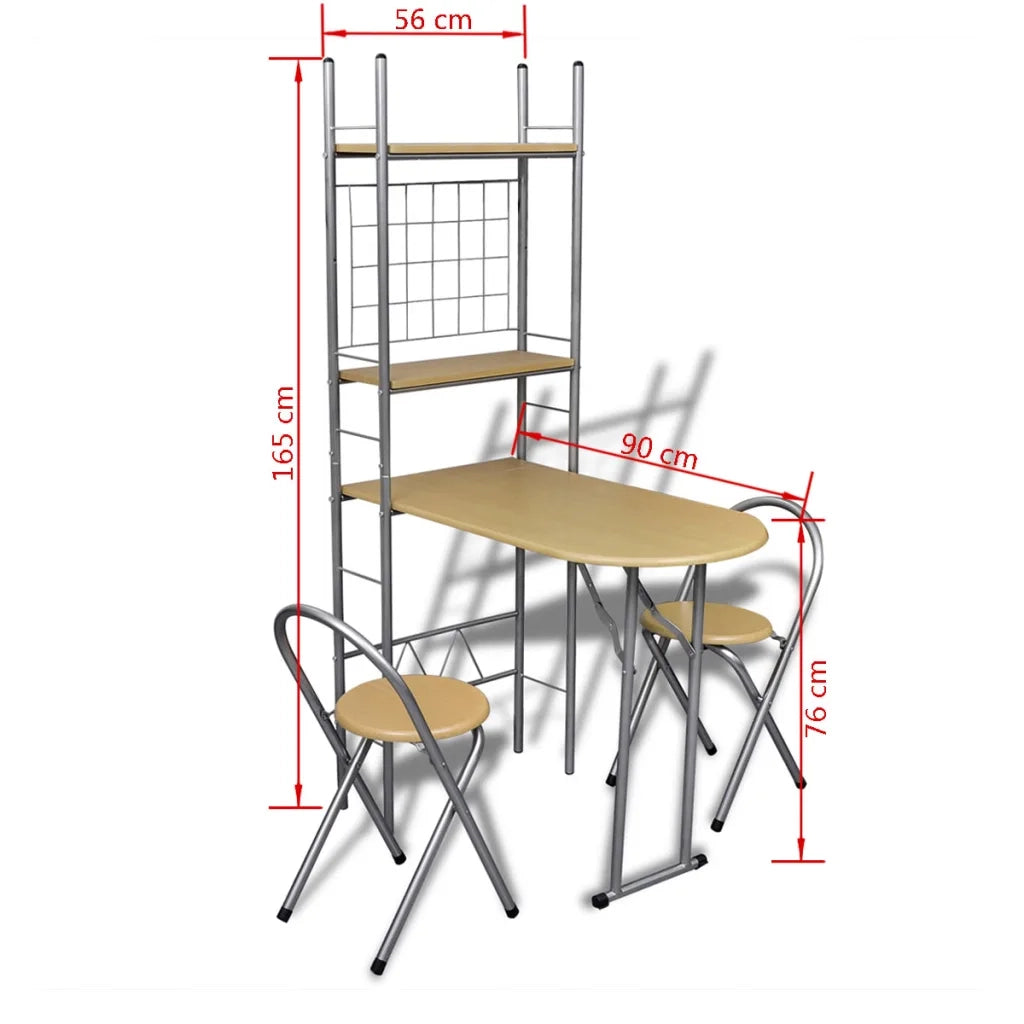 Set da Bar Pieghevole per Colazione con 2 Sgabelli CFW3651482