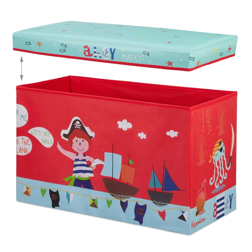 Pouf contenitore portagiochi per bambini portaoggetti pieghevole 36 x 60,5 x 30,5 cm in poliestere rosso 13_0006333
