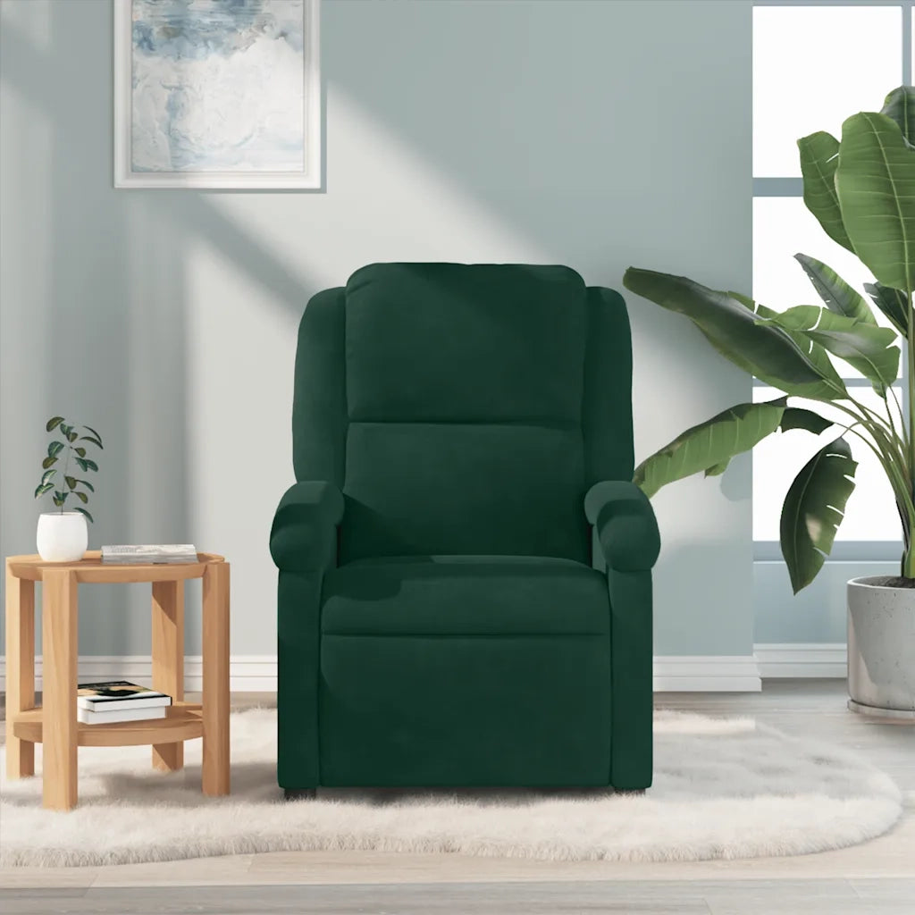 Divano Sedia-Poltrona Massaggiante Reclinabile Verde Scuro in Velluto 439033