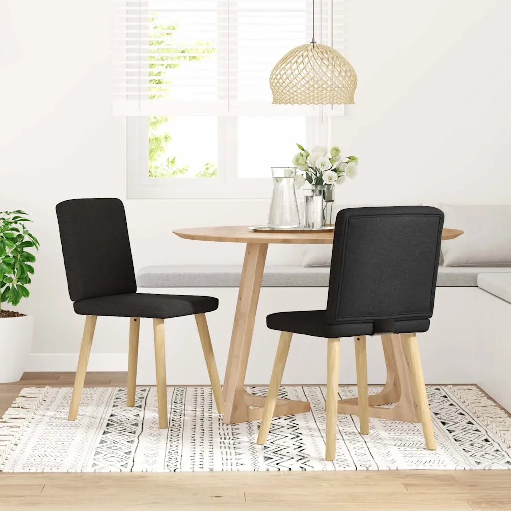 Sedie da Pranzo 2 pz | Sedie da cucina Nere in Tessuto