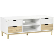 Mobile TV con mensole e cassetti per televisori fino a 55 pollici ¨C Minimal ¨C Bianco e rovere 120x40x44,5 cm