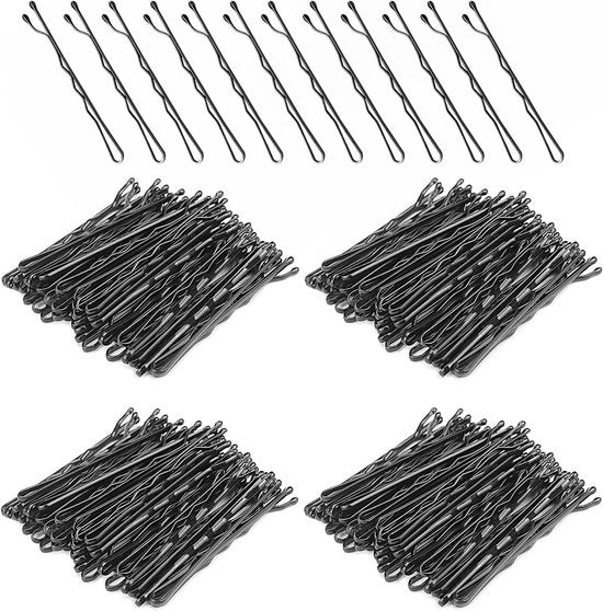Set di Spille per Capelli da 200 pezzi con Spille Metalliche da 5 cm per Donne e Ragazze - Accessori per Parrucchiere con Scatola di Conservazione - Nero Opaco