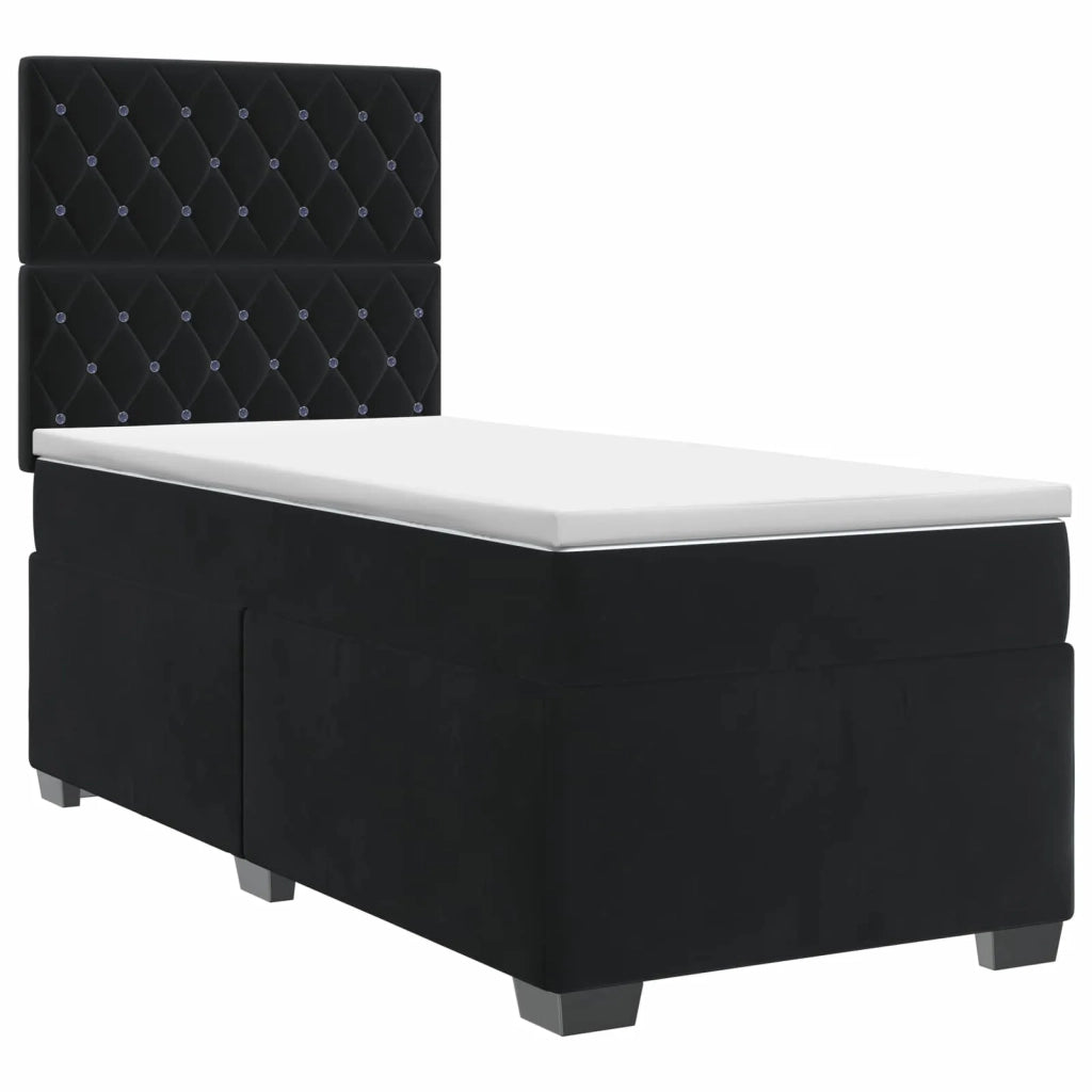 Letto box spring con materasso Nero 100 x 200 cm Velluto 3453580