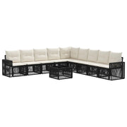 Set Divano da Giardino 10 pcs Nero e Bianco Crema polyrattan 3435148